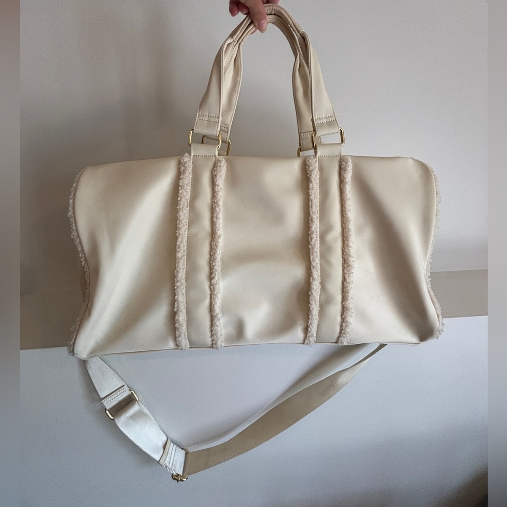 Stoney Clover Lane Winter White Sherpa Trimmed Duffle Bag